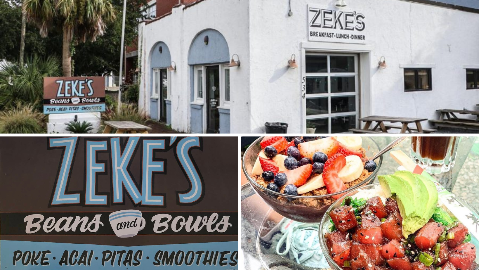 WHAT’S AROUND THE CORNER FROM AIRLIE AT WRIGHTSVILLE SOUND:  Zeke’s Beans and Bowls
