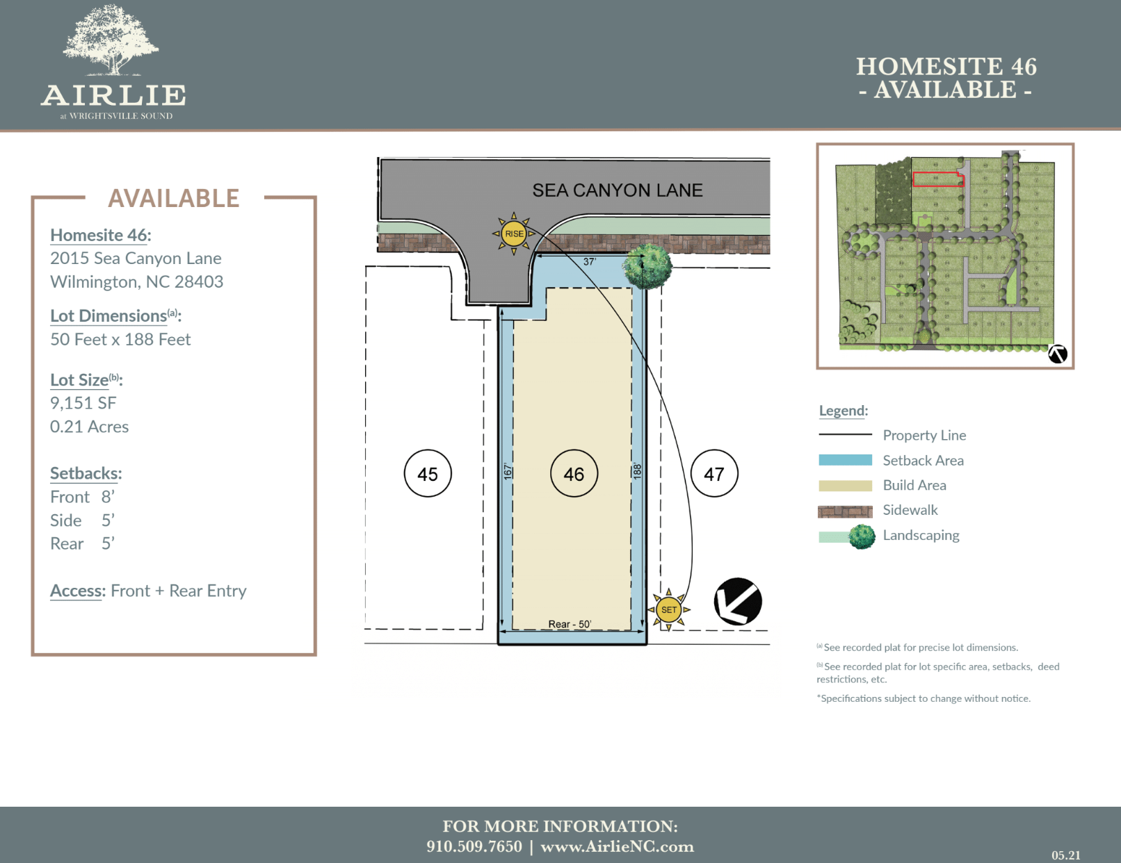 FEATURED HOMESITE: Lot 46 – 2015 Sea Canyon Lane in Airlie at Wrightsville Sound